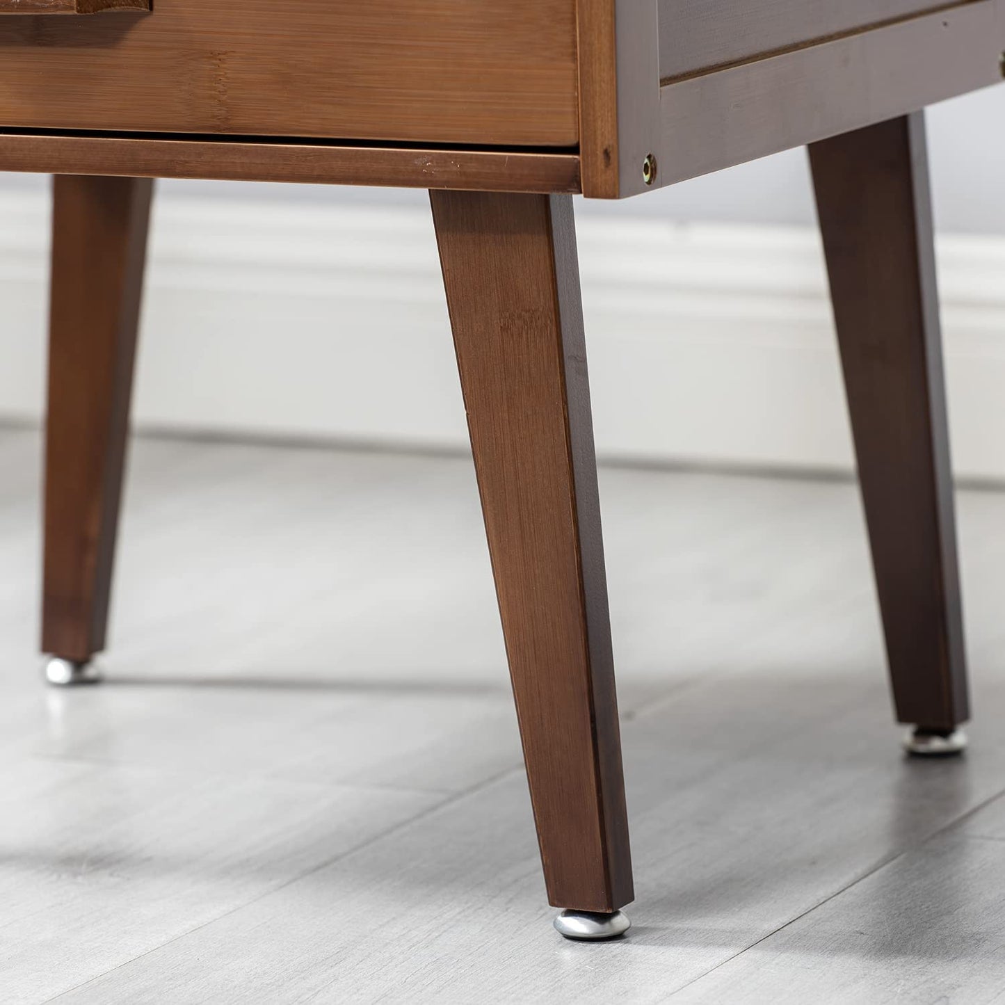 Bamboo Nightstand / Side Table with Drawers (Walnut or Wood Color)