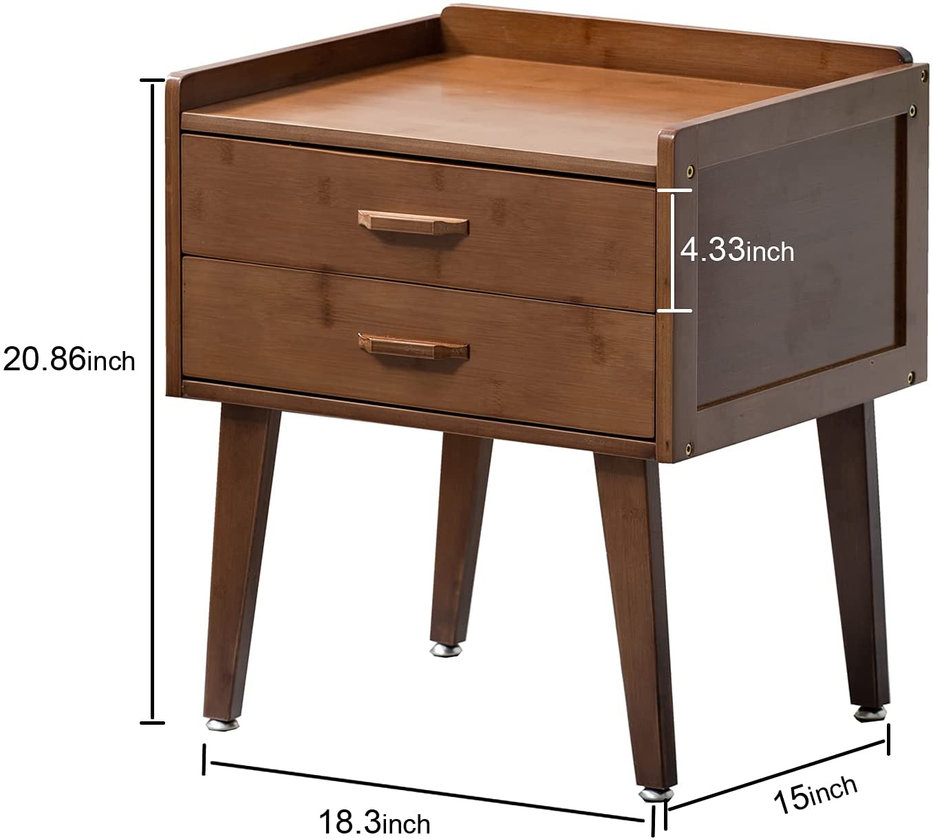 Bamboo Nightstand / Side Table with Drawers (Walnut or Wood Color)