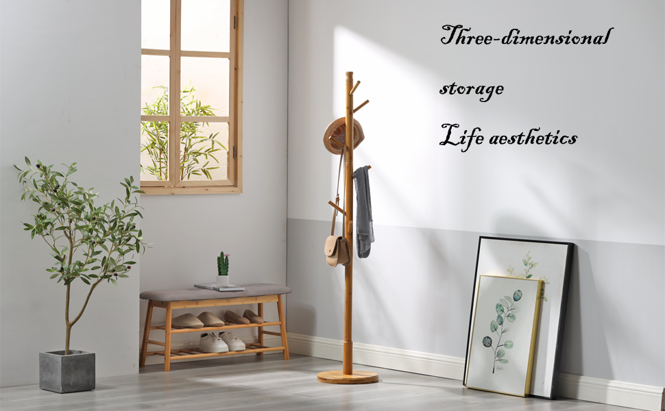 Bamboo Floor Standing Coat Rack