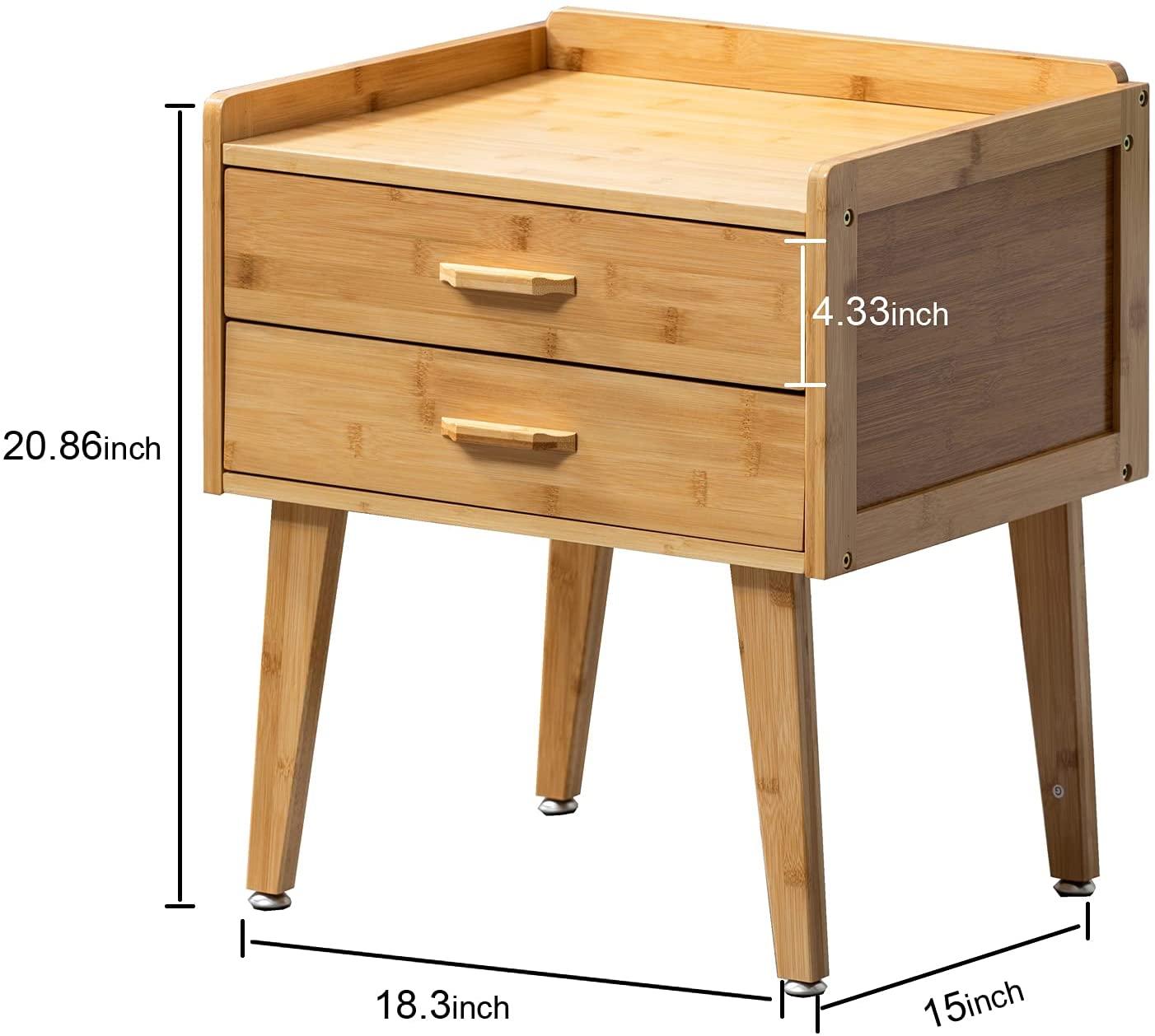 Bamboo Nightstand / Side Table with Drawers (Walnut or Wood Color)
