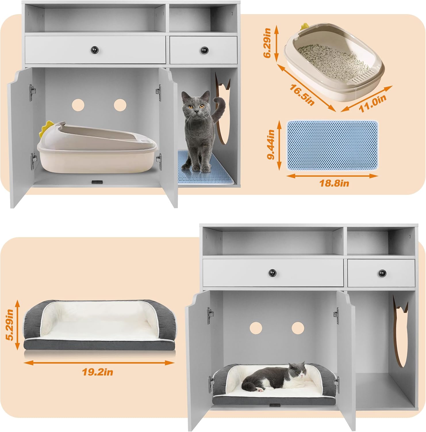 Cat Box Enclosure Hzuaneri Cat Litter Box Enclosure, Hidden Litter